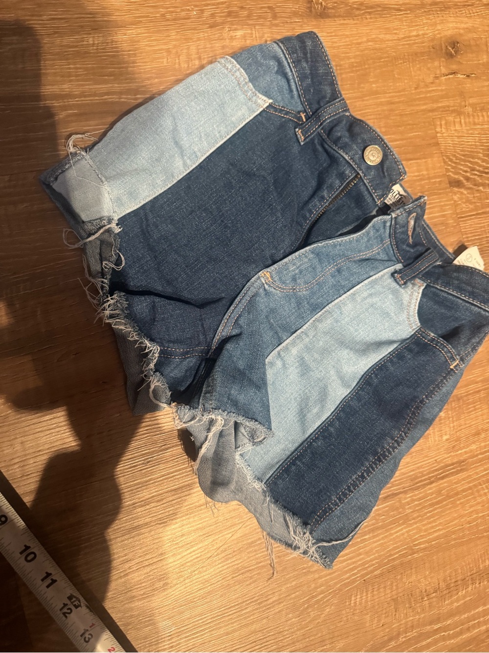 Hollister Patchwork Two-Tone Blue Denim Shorts